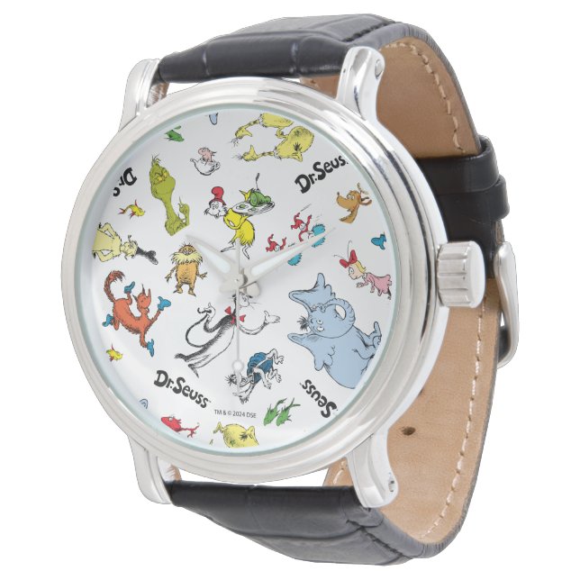 De wereld van Dr. Seuss Pattern Horloge (Gekanteld)