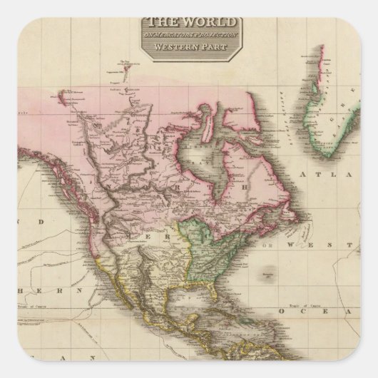 De wereld van Mercator, western deel Vierkante Sticker (Voorkant)