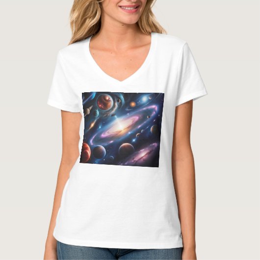 De wereld van planeten en sterren t-shirt (Voorkant)