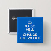 DE WERELD VERANDEREN EN VERANDEREN VIERKANTE BUTTON 5,1 CM (Voorkant /achterkant)