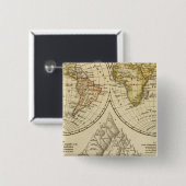 De wereld vierkante button 5,1 cm (Voorkant /achterkant)