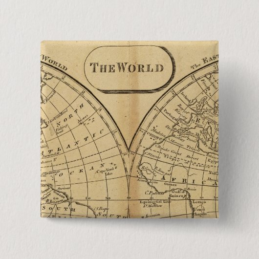De wereld vierkante button 5,1 cm (Voorkant)
