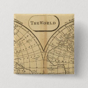 De wereld vierkante button 5,1 cm