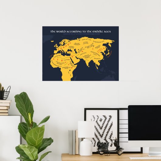 De wereld volgens de middeleeuwen poster (Thuiskantoor)