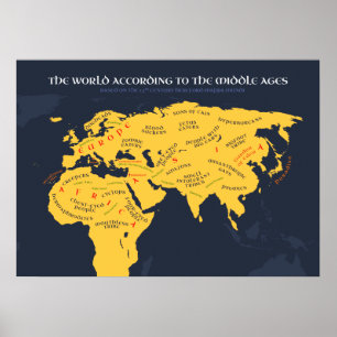 De wereld volgens de middeleeuwen poster