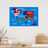 De wereld volgens het amerikaanse poster (Keuken)