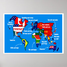 De wereld volgens het amerikaanse poster