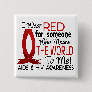 De wereld voor mij is aids vierkante button 5,1 cm