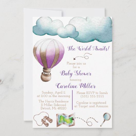 De wereld wacht! Baby shower Uitnodiging (Voorkant)