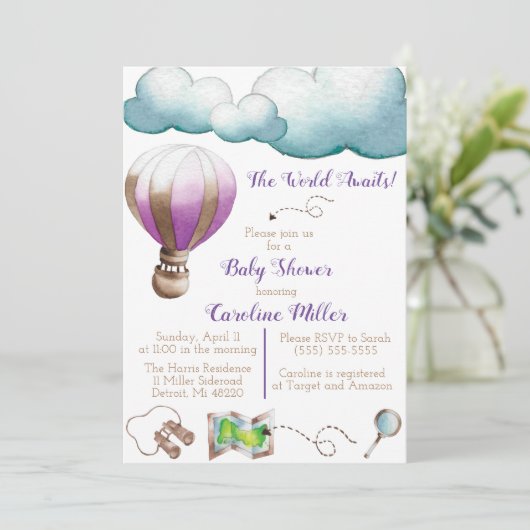 De wereld wacht! Baby shower Uitnodiging (Staand voorkant)