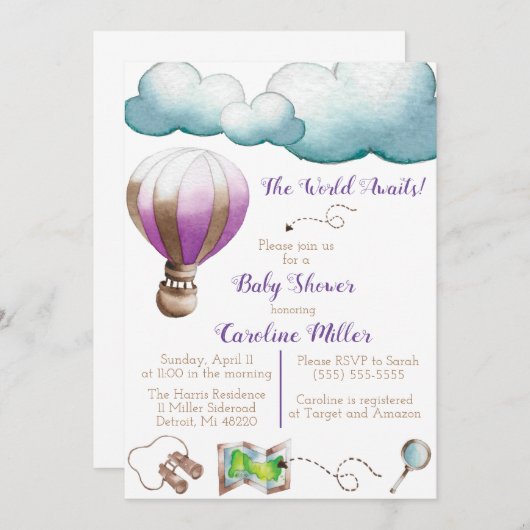 De wereld wacht! Baby shower Uitnodiging (Voorkant / Achterkant)