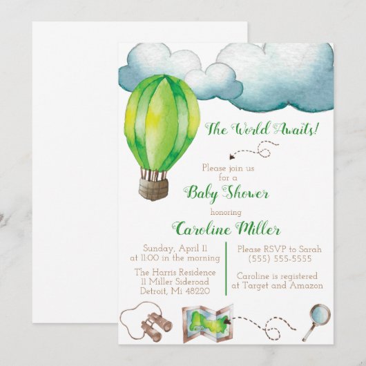 De wereld wacht! Baby shower Uitnodiging (Voorkant / Achterkant)