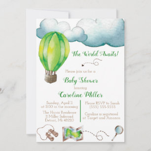 De wereld wacht! Baby shower Uitnodiging