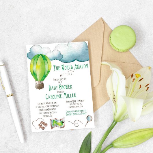 De wereld wacht! Baby shower Uitnodiging