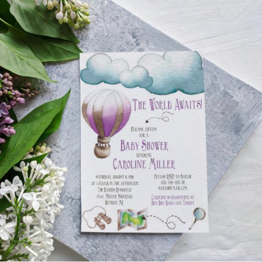 De wereld wacht! Baby shower Uitnodiging