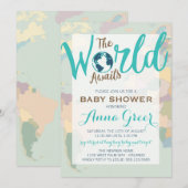 De wereld wacht op Baby shower, jongen Kaart (Voorkant / Achterkant)