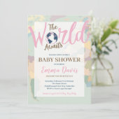 De Wereld Wacht Uitnodiging Voor Baby Borrel (Staand voorkant)