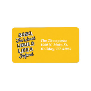 De wereld zou graag een Adresetiket voor restituti Etiket