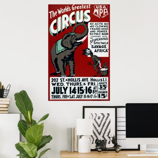 De Werelden Grootste Circus Vintage Poster (Thuiskantoor)