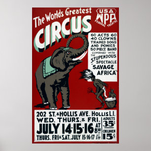 De Werelden Grootste Circus Vintage Poster