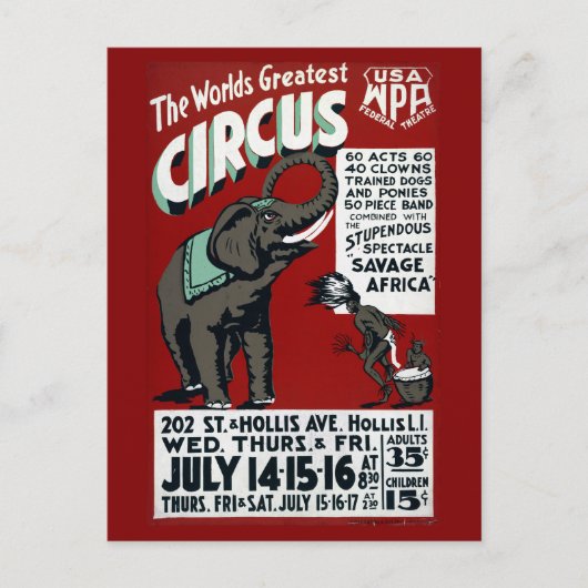 De Werelden Grootste Circus Vintage Poster Briefkaart (Voorkant)
