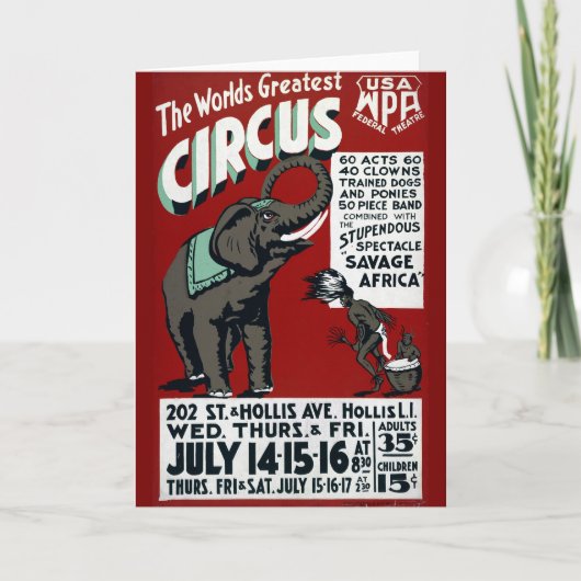 De Werelden Grootste Circus Vintage Poster Kaart (Voorkant)
