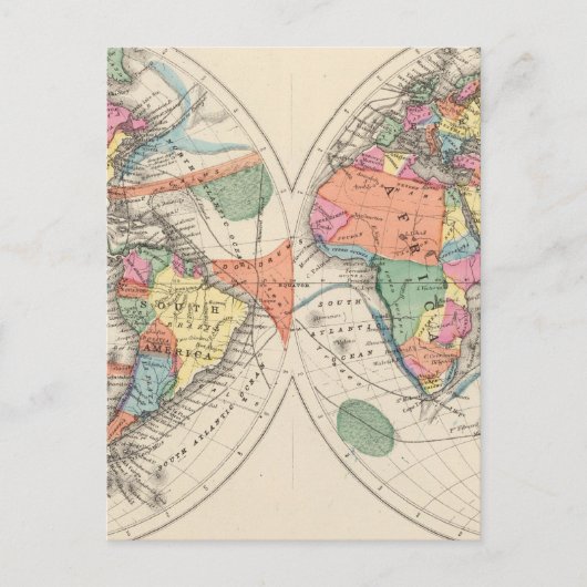 De wereldkaart Atlas met stromingen en handelswind Briefkaart (Voorkant)