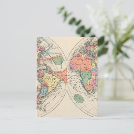 De wereldkaart Atlas met stromingen en handelswind Briefkaart (Staand voorkant)