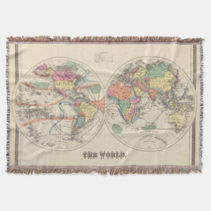 De wereldkaart Atlas met stromingen en handelswind Deken