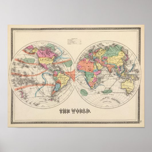 De wereldkaart Atlas met stromingen en handelswind Poster (Voorkant)