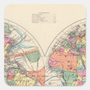 De wereldkaart Atlas met stromingen en handelswind Vierkante Sticker