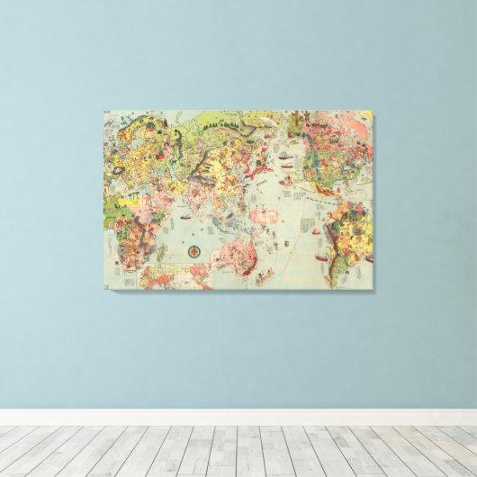 De Wereldkaart in één oogopslag - World Air Routes Canvas Afdruk (Insitu (Houten vloer))