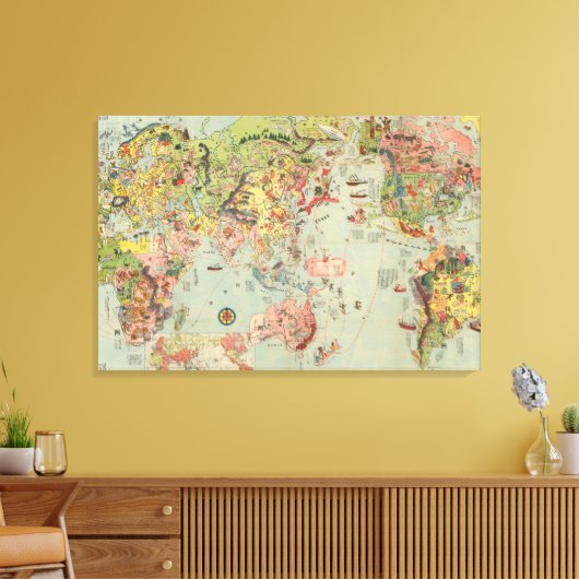 De Wereldkaart in één oogopslag - World Air Routes Canvas Afdruk (Insitu (Woonkamer))