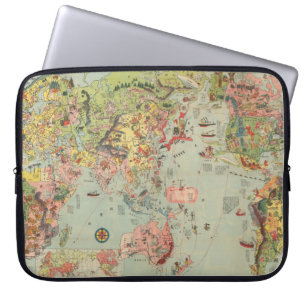 De Wereldkaart in één oogopslag - World Air Routes Laptop Sleeve