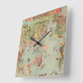 De Wereldkaart in één oogopslag - World Air Routes Vierkante Klok (Hoek)