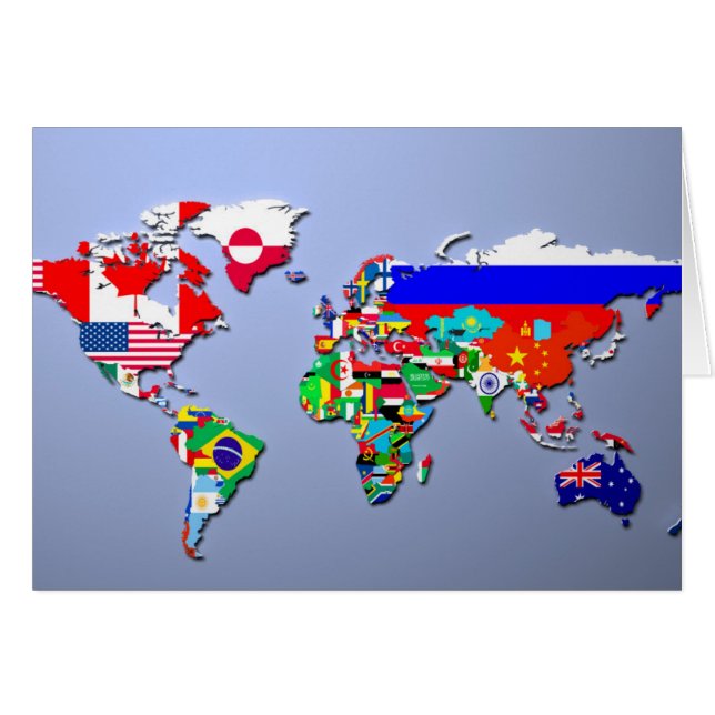 De Wereldkaart met hun vlag (Voorkant Horizontaal)