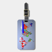 De Wereldkaart met hun vlag Bagagelabel (Voorkant verticaal)
