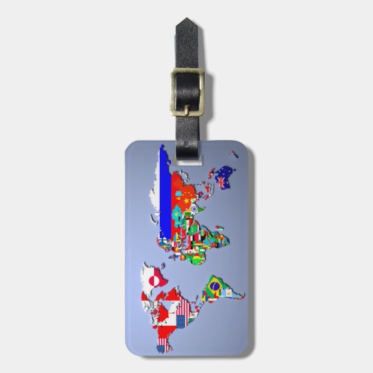 De Wereldkaart met hun vlag Bagagelabel (Voorkant verticaal)