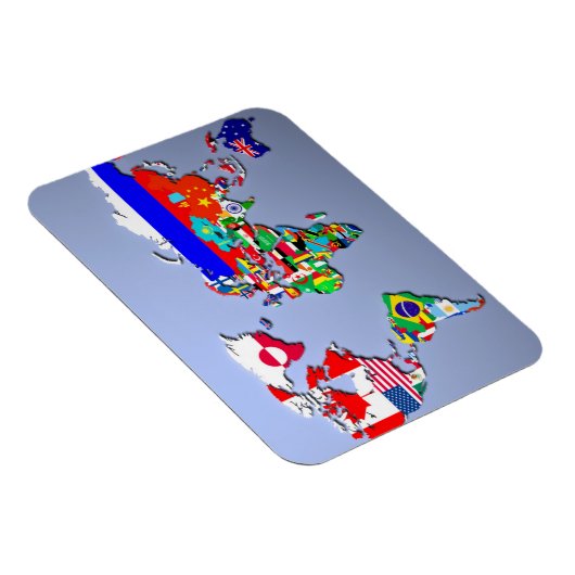 De Wereldkaart met hun vlag Magneet (Rechterzijde)