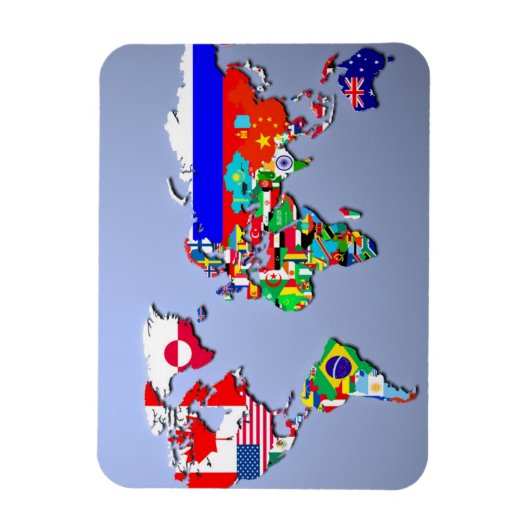 De Wereldkaart met hun vlag Magneet (Verticaal)