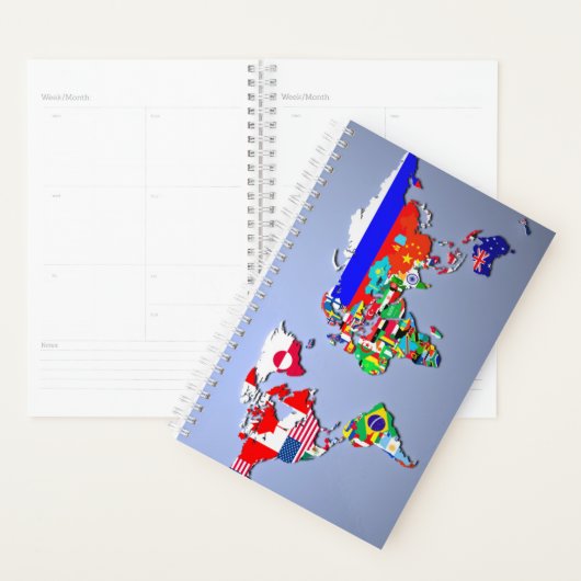 De Wereldkaart met hun vlag Planner (Display)