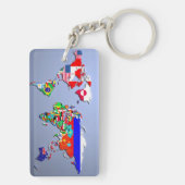 De Wereldkaart met hun vlag Sleutelhanger (achterkant)