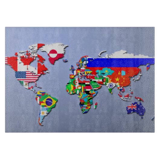 De Wereldkaart met hun vlag Snijplank (Voorkant)