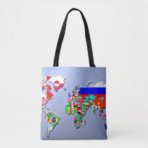 De Wereldkaart met hun vlag Tote Bag