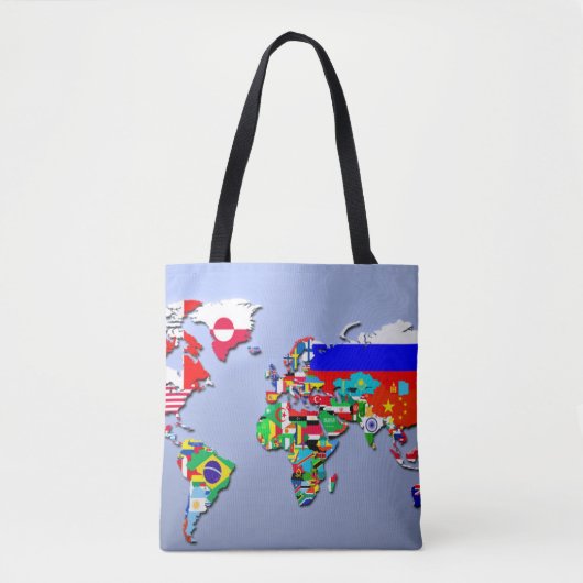 De Wereldkaart met hun vlag Tote Bag (Voorkant)