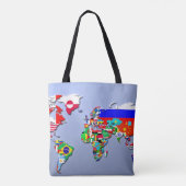 De Wereldkaart met hun vlag Tote Bag (Achterkant)