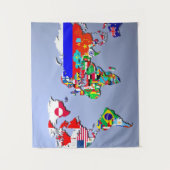 De Wereldkaart met hun vlag Wandkleed (Voorkant)