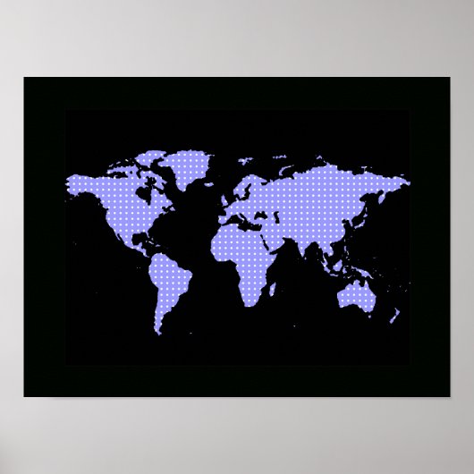 de wereldkaart met polkadots - zwart poster (Voorkant)