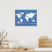 de wereldkaart met strepen poster (Keuken)