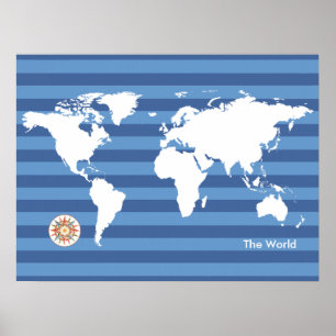 de wereldkaart met strepen poster